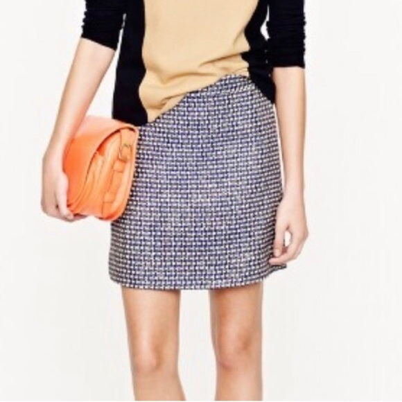 J Crew Postage Stamp Mini Skirt Navy/Purple Tweed, Size 8 - Picture 3 of 9
